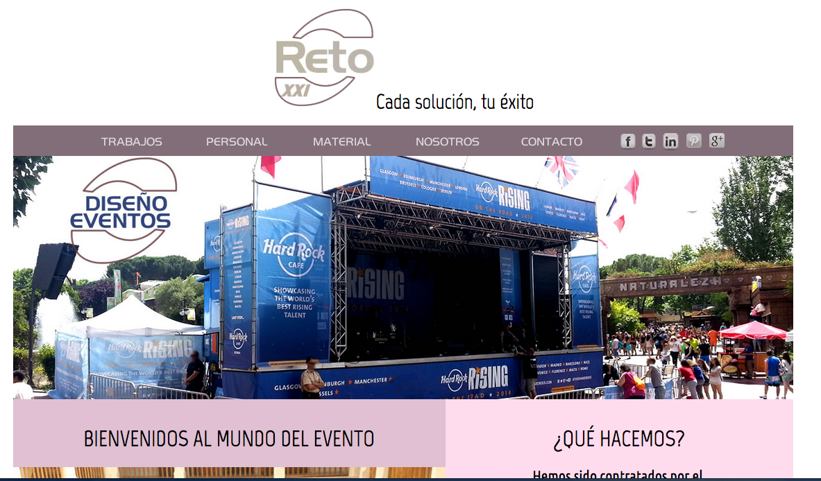 Web de Reto XXI organizacion de eventos